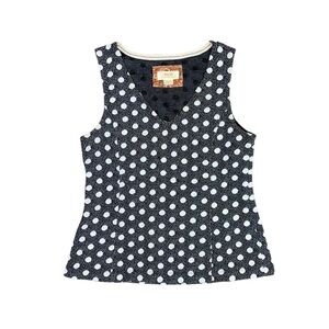 Maeve Top Women's Size Small‎ Black White Polka Dot Sleeveless Tank V-Neck Shirt